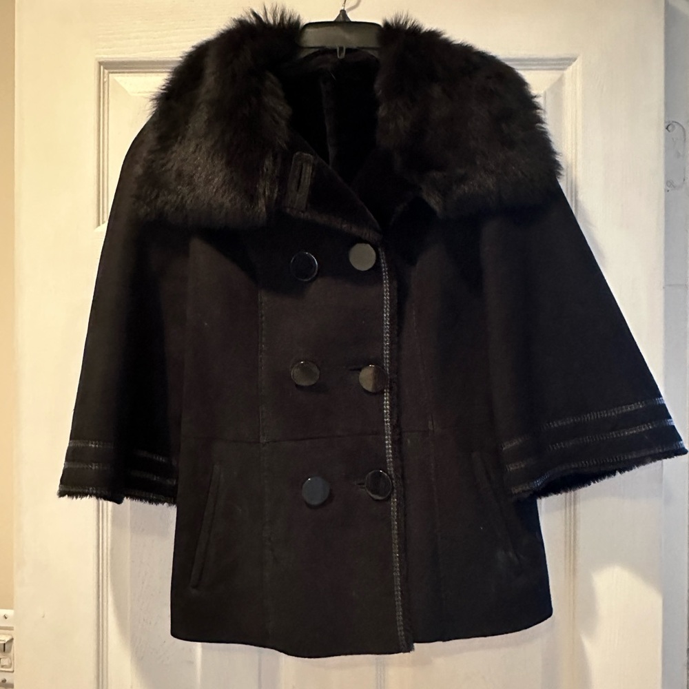 Branco Pelo sheepskin and fur bell sleeve coat size small